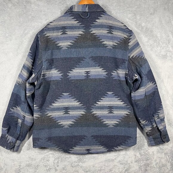 Jachs Lined Shirt Mens L Wool Blend Aztec Flannel Button Up Patterned Blue - Picture 8 of 8